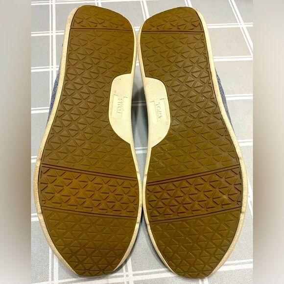 Toms Womens Sz 8 Chambray Del Rey Navy Lace Up Shoes Leather Type Accents - Picture 4 of 10